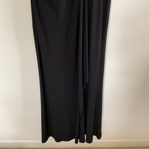 Lauren Ralph Lauren Black Gold Metallic Embellished Glittery Ruffle Dress Sz 12 - Picture 8 of 16